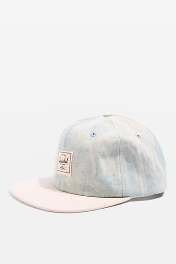 Topshop Bleached Denim 6 Panel Cap By Herschel