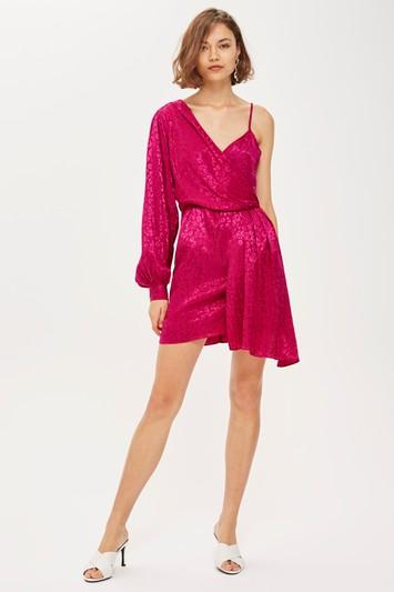 Topshop One Shoulder Drop Jacquard Dress