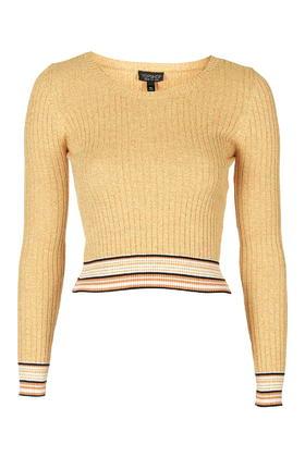 Topshop Long Sleeve Ribbed Crop Top