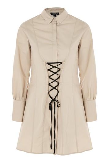 Topshop Corset Poplin Shirt Dress