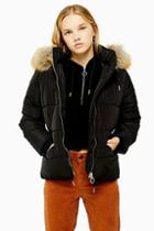 Topshop Tall Faux Fur Hooded Puffer Jacket