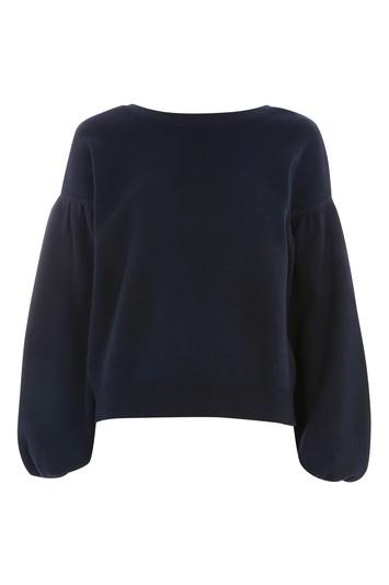 Topshop Balloon Sleeve V- Neck Back Knitted Top