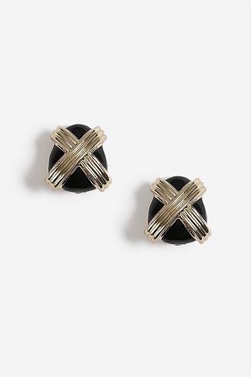 Topshop Crossed Enamel Clip On Earrings