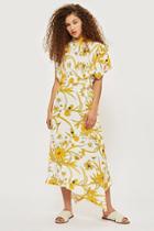 Topshop Linear Floral Asymmetric Dress