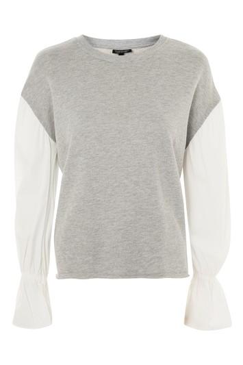 Topshop Woven Sleeve Sweat Top
