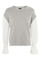 Topshop Woven Sleeve Sweat Top