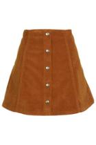 Topshop Cord Popper A-line Skirt
