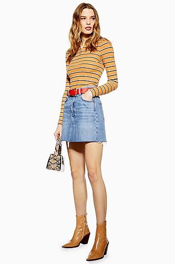 Topshop Mid Blue Denim Mini Skirt