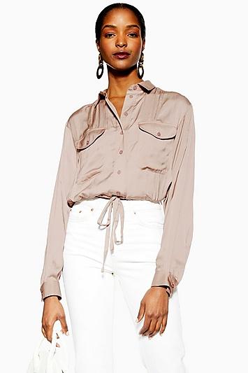 Topshop Drawstring Detail Blouse