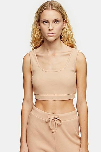 Topshop Brushed Ribbed Loungewear Crop Top