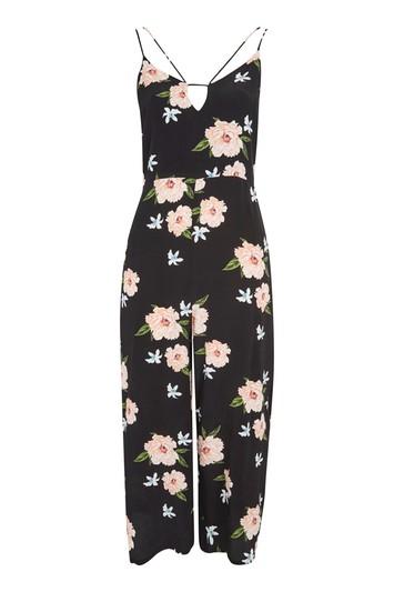 Topshop Petite Strappy Floral Jumpsuit
