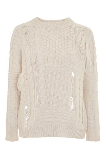 Topshop Fringe Cable Jumper