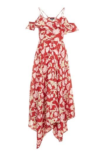 Topshop Hanky Hem Floral Skater Dress
