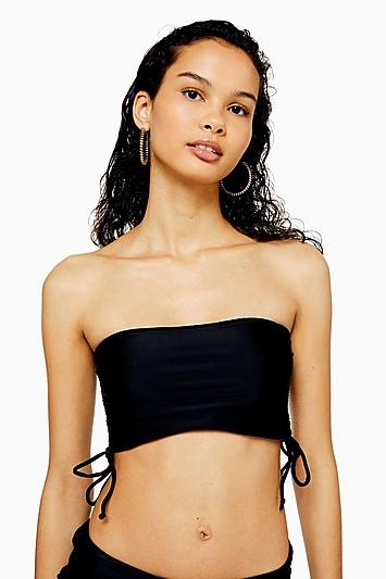 Topshop *black Ruched Bandeau Bikini Top By We Are We Wear