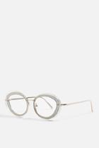 Topshop Oval Glitter Reader Glasses