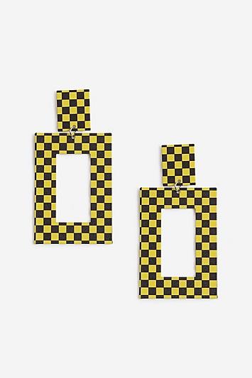 Topshop Rectangle Checkboard Earrings