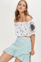Topshop Broderie Ruffle Mini Skirt