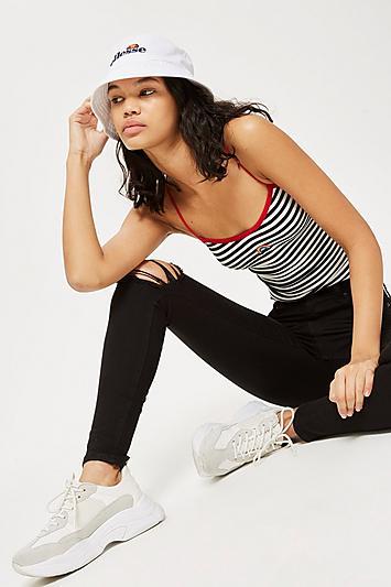 Topshop Moto Black 1 Knee Ripped Joni Jeans