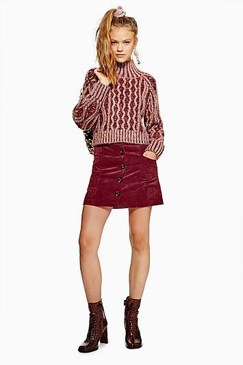 Topshop Petite Corduroy Pocket Mini Skirt