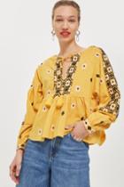 Topshop Embroidered Smock Blouse