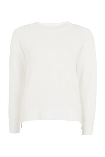 Topshop Zip Side Ottoman Rib Knitted Jumper