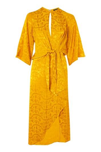 Topshop Jaquard Knot Front Midi Dress