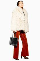 Topshop Patched Shearling Coat