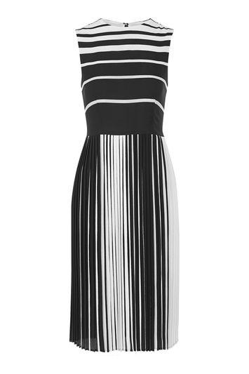 Topshop Monochromatic Pleat Midi Dress