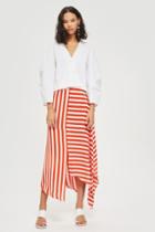 Topshop Tall Bold Striped Hanky Hem Skirt