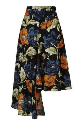 Topshop Floral Asymmetric Skirt
