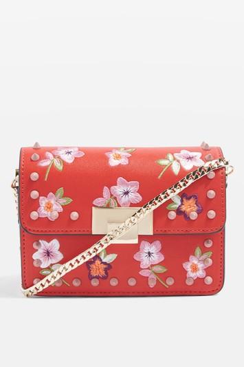 Topshop Rosie Floral Stud Cross Body Bag