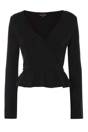 Topshop Solid Peplum Wrap Top