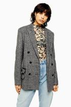 Topshop Idol Salt And Pepper Double Breasted Blazer