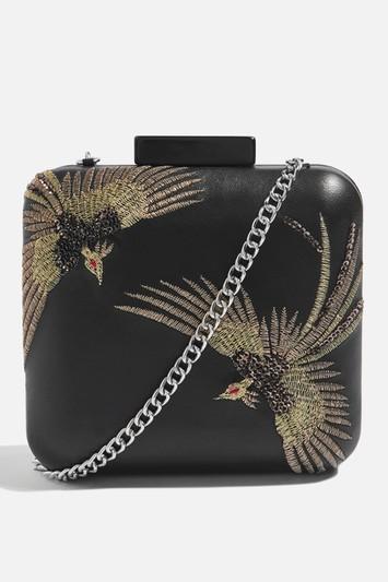 Topshop Leather Bird Boxy Clutch