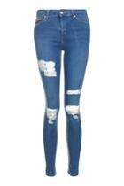 Topshop Moto Mid Blue Super Rip Leigh Jeans