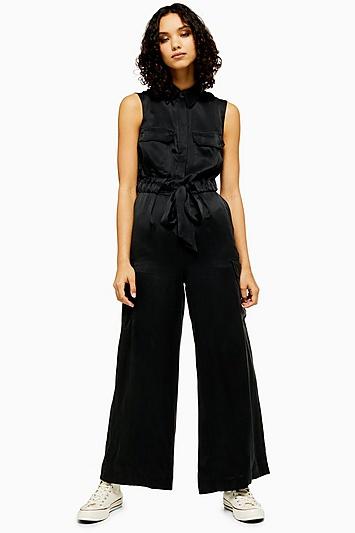Topshop *silk Utility Jumpsuit By Boutique