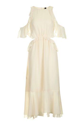 Topshop Ruffle Open Back Midi Dress