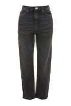 Topshop Moto Washed Black Cropped Straight Leg Jeans