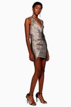 Topshop Rainbow Metallic Wrap Dress
