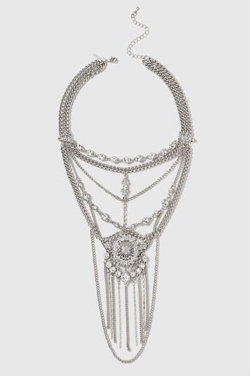 Topshop Mega Rhinestone Drape Choker Necklace