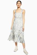 Topshop *zebra Tiered Silk Dress By Boutique