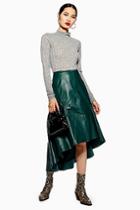 Topshop Leather Asymmetric Midi Skirt