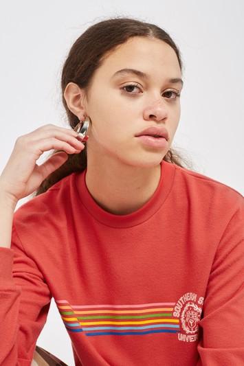 Topshop Tall 'southern State' Rainbow Sweatshirt