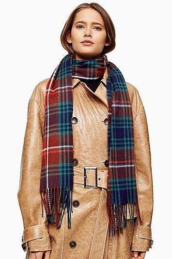 Topshop Burgundy Lightweight Check Scarf