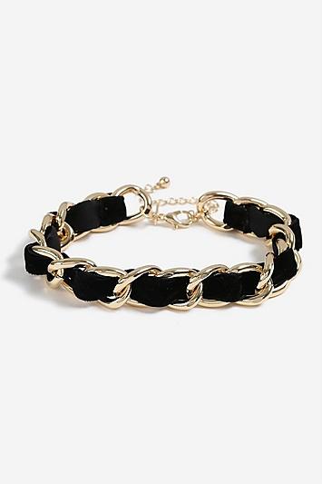 Topshop *velvet Woven Chain Choker