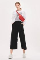 Topshop Pleat Cropped Wide Leg Trousers