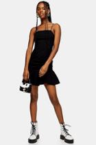 Topshop Black Bengaline Frill Mini Dress