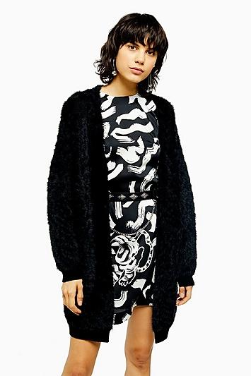 Topshop Idol Knitted Black Eyelash Cardigan