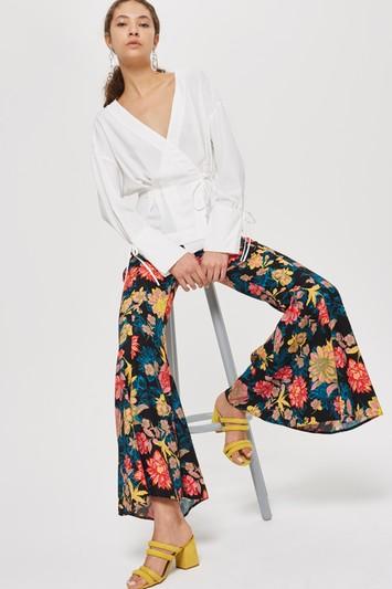 Topshop Floral Super Flare Trousers
