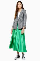 Topshop Green Satin Full Circle Skirt